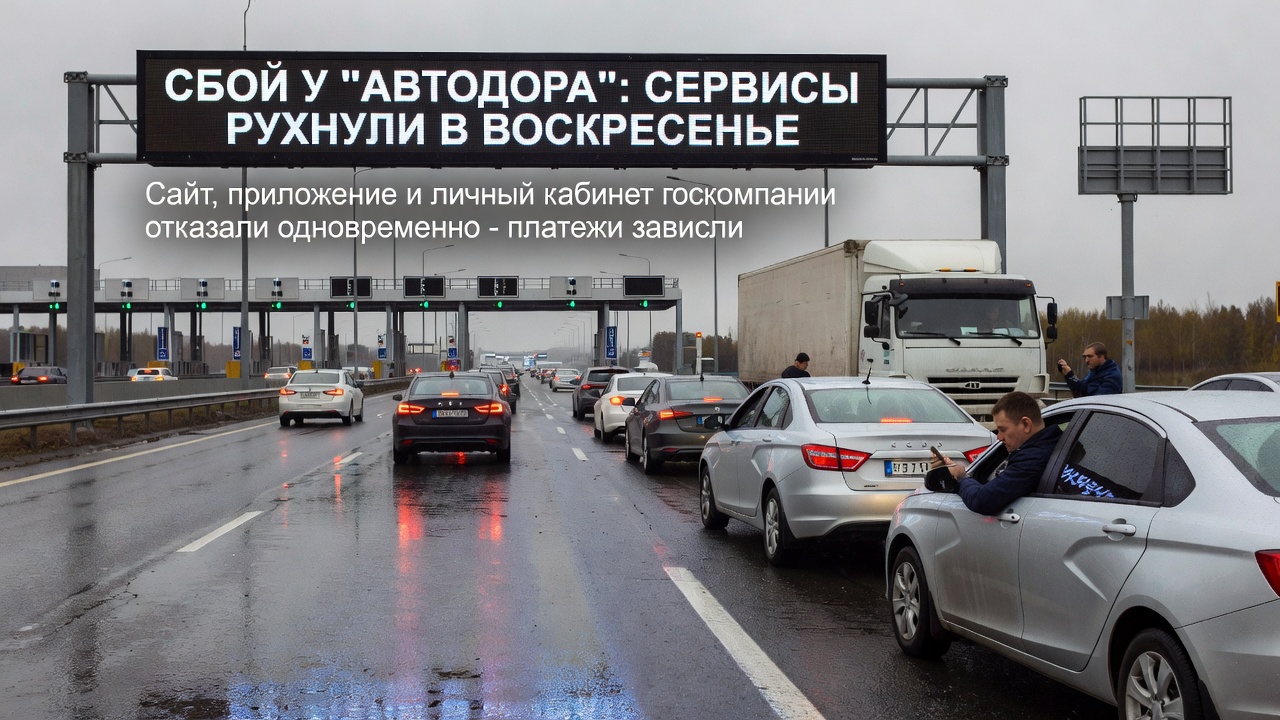 Сбой у «Автодора»: сервисы рухнули в воскресенье
